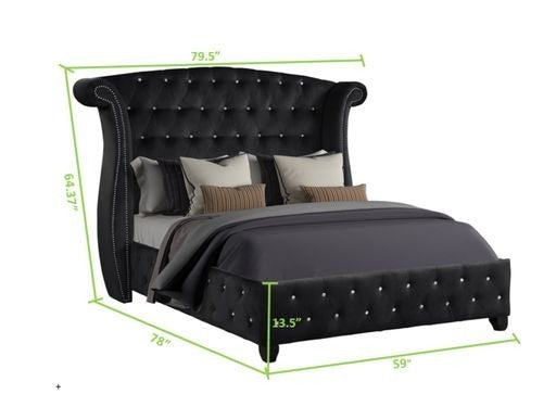 Sophia Upholstery Full Size Bed Made with Wood in Black Color - Home Elegance USA