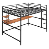 Full Metal Loft Bed with Desk and Shelve, Black - Home Elegance USA