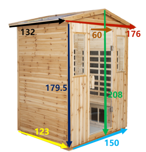 Outdoor four person sauna room