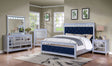 Mairead - 5 Piece Queen Bedroom Set With Chest - Silver / Navy