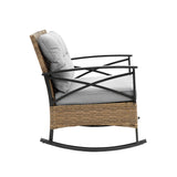 3pcs rocking rattan set wholesale leisure chair outdoor rattan rocking chair set grey