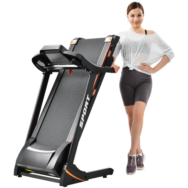 Folding Electric 3.5HP Treadmill With Incline Medium Running Machine Motorised LCD Gym 330lbs； Folding Treadmill Electric Motorized Power 14.8KM/H Running Fitness Machine Gym(W54031811)