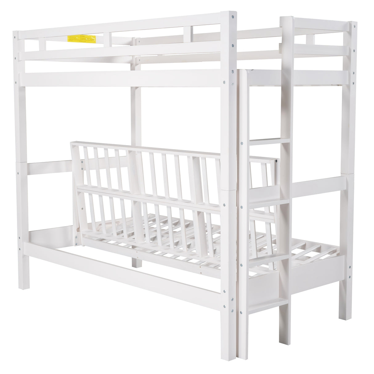 Twin over Full Bunk Bed,Down Bed can be Converted into Daybed,White - Home Elegance USA