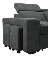 Henrik Dark Gray Sleeper Sectional Sofa with Storage Ottoman and 2 Stools - Home Elegance USA