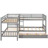 Twin L-Shaped Bunk bed with Drawers-Gray(OLD SKU :LP000038AAE) - Home Elegance USA