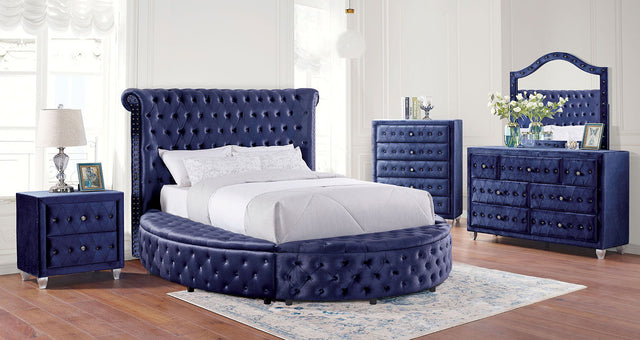 Sansom - 4 Piece Queen Bedroom Set - Blue - Home Elegance USA