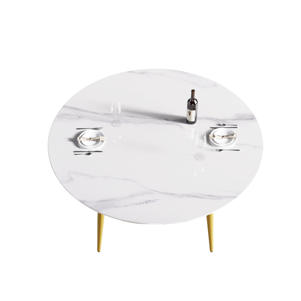 59.05"Modern man - made stone round golden metal dining table - position for 6 people - W1535S00007 - image - 6