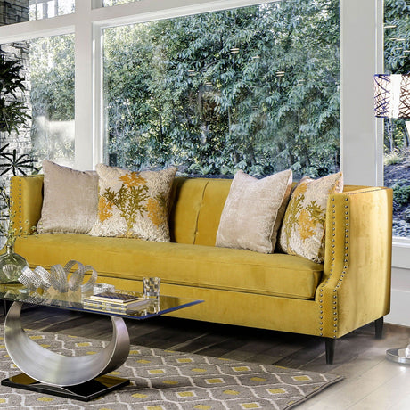 Tegan - Sofa & Loveseat - Royal Yellow / Light Tan - Home Elegance USA