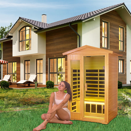 Two  Person Outdoor Basswood Far Infrared Sauna Room