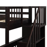 Stairway Twin-Over-Full Bunk Bed with Twin size Trundle, Storage and Guard Rail for Bedroom, Dorm, for  Adults, Espresso (OLD SKU :LP000119AAP) - Home Elegance USA