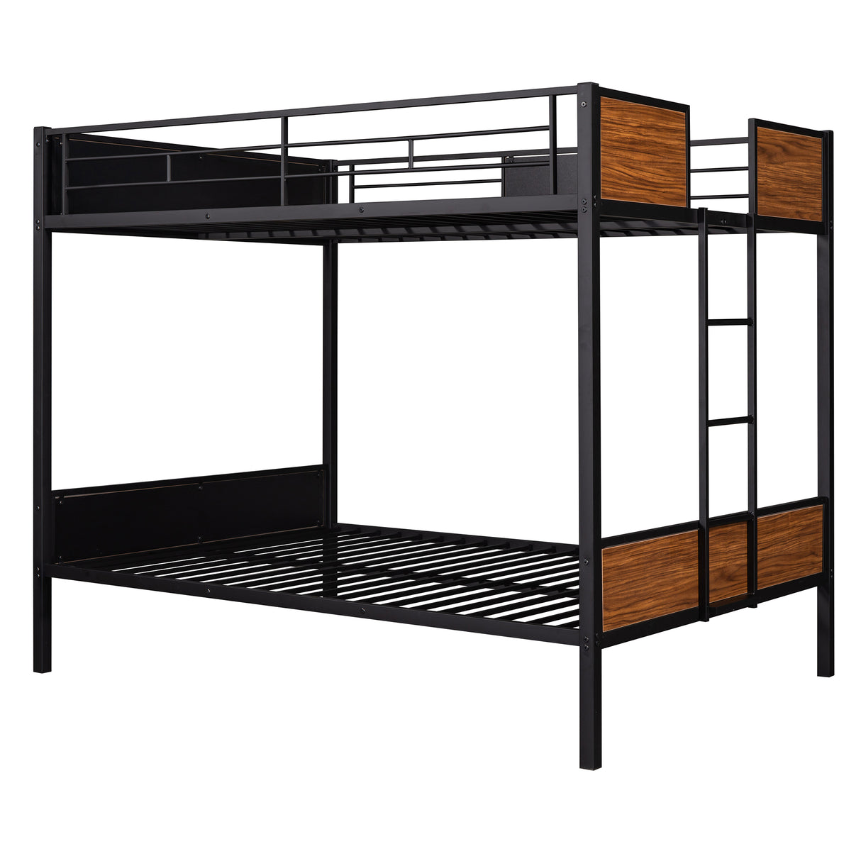 Full-over-full bunk bed modern style steel frame bunk bed with safety rail, built-in ladder for bedroom, dorm, boys, girls, adults(OLD SKU: MF190840AAD) - Home Elegance USA