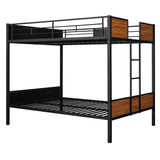 Full-over-full bunk bed modern style steel frame bunk bed with safety rail, built-in ladder for bedroom, dorm, boys, girls, adults(OLD SKU: MF190840AAD) - Home Elegance USA