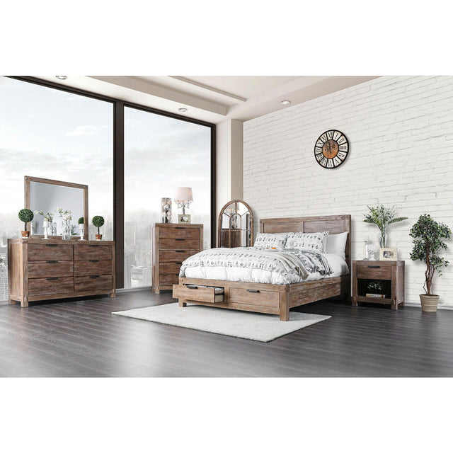 Wynton - 4 Piece Queen Bedroom Set - Weathered Light Oak - Home Elegance USA