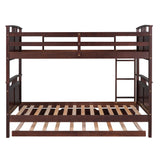 Twin-Over-Twin Bunk Bed with Twin size Trundle , Separable Bunk Bed for Bedroom - Espresso - Home Elegance USA