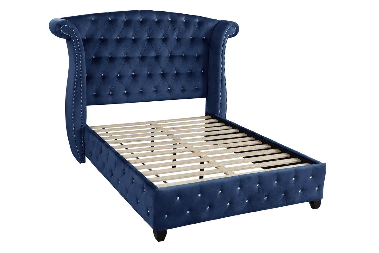 Sophia Queen Bed 4 Piece Blue Home Elegance USA