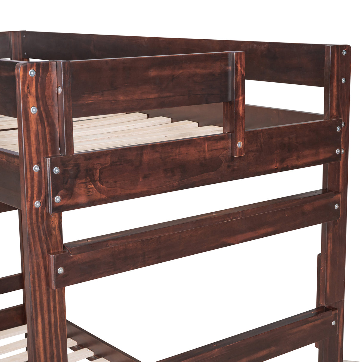 Twin over Full Wood Bunk Bed with 2 Drawers, Espresso - Home Elegance USA