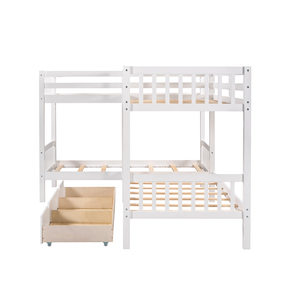 Twin L-Shaped Bunk bed with Drawers-Gray(OLD SKU :LP000038AAK) - Home Elegance USA