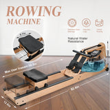 Yellow Water Rowing Machine Indoor Wooden Water Resistance Rowing Machine with LCD Monitor