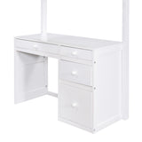 Twin Size Loft Bed with Ladder, Shelves, and Desk, White - Home Elegance USA