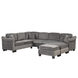 122.1" *91.3" 4pcs Sectional Sofa with Ottoman with Right Side Chaise velvet fabric Dark Gray | Home Elegance USA