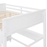 Full size Loft Bed with Drawers and Desk, Wooden Loft Bed with Shelves - White(OLD SKU:LT000529AAK) Home Elegance USA