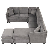 122.1" *91.3" 4pcs Sectional Sofa with Ottoman with Right Side Chaise velvet fabric Dark Gray - SG000810AAE - image - 9