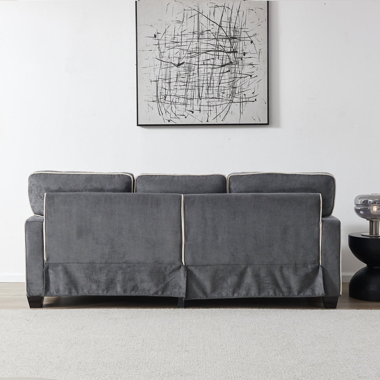 Living Room Sofa with Storage Dark Grey Corduroy - Home Elegance USA