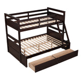 Twin over Full Bunk Bed with Storage - Espresso(OLD SKU :LP000022AAP) - Home Elegance USA