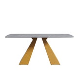 70.87"Modern artificial stone gray curved golden metal leg dining table - can accommodate 6 - 8 people - W1535S00088 - image - 3