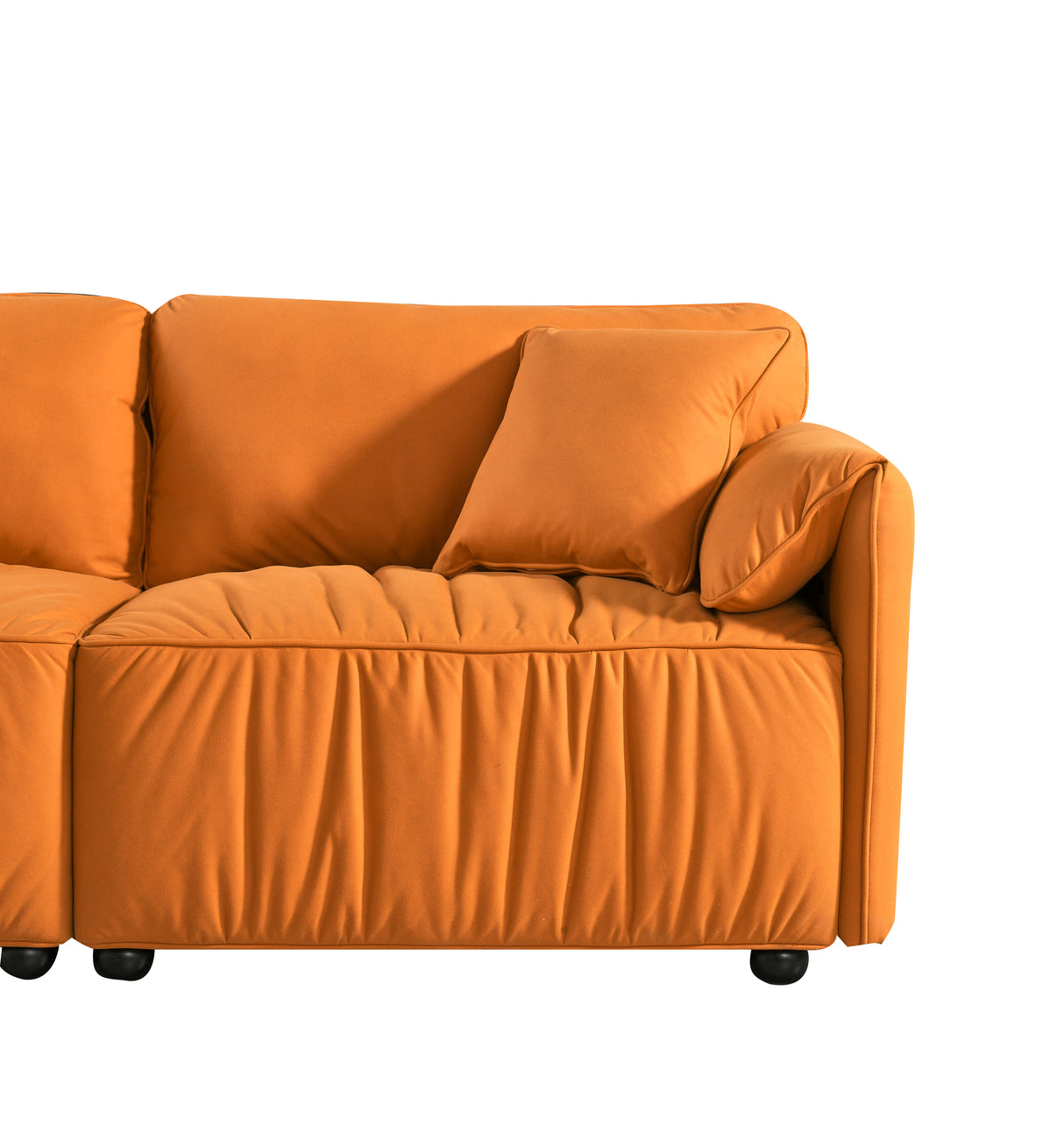 Modern Sofa loveseat, 75.6" Sofa Couch, Large deep seat Sofa, loveseat with Hardwood Frame, mid-Century upholstered Sofa for Living Room, Bedroom, Apartment (Orange)-2 Home Elegance USA