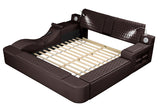 Zoya Smart Multifunctional King Size Bed Made with Wood in Brown - Home Elegance USA