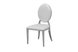 Leatherette Dining Chair Set of 2, Oval Backrest Design and Stainless Steel Legs