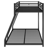 Metal Floor Bunk Bed, Twin over Full,Black(OLD SKU:MF193244AAB) - Home Elegance USA