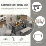 TREXM 6-Piece Farmhouse Dining Table Set, Rectangular Trestle Table and 4 Upholstered Chairs & Bench for Dining Room (Antique Gray) - Home Elegance USA