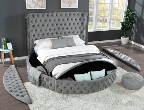 Hazel Queen Size Tufted Storage Bed made with Wood in Gray - Home Elegance USA