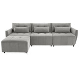 113.3" Convertible Sectional Sofa Couch 3 - Seat L - Shaped Sofa with Movable Ottoman and USB for Apartment, Living Room, Bedroom, Grey - SG000880AAE - image - 3