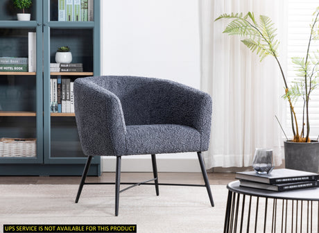Modern Style 1pc Accent Chair Grey Sheep Wool-Like Fabric Covered Metal Legs Stylish Living Room Furniture - Home Elegance USA