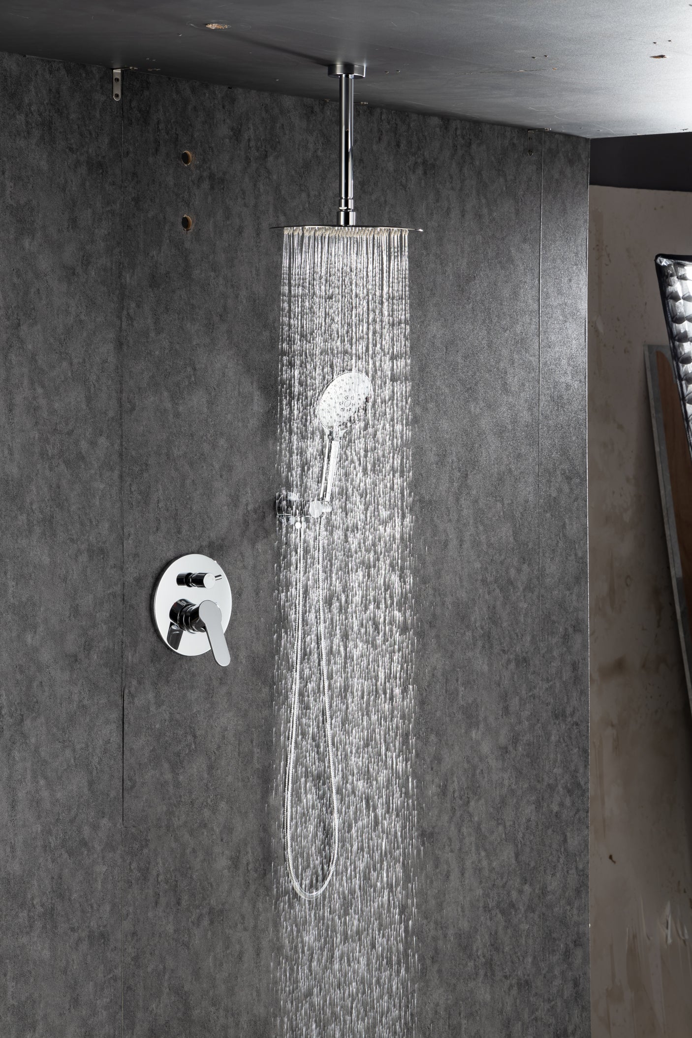 Black Shower System, Ceiling Rainfall Shower Faucet Sets Complete of High Pressure, Rain Shower Head with Handheld, Bathroom 10\\\'\\\' Shower Combo with Rough-in Valve Included