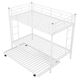 Twin over Twin Bunk Bed with Trundle, White - Home Elegance USA