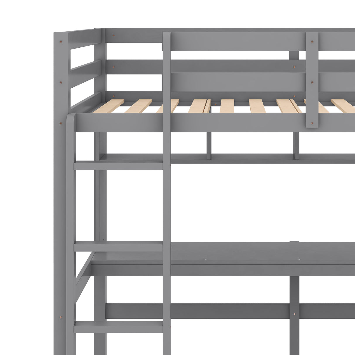 Twin Size Loft Bed with Convenient Desk, Shelves, and Ladder, White(Similar SKU:SM001302AAE) - Home Elegance USA