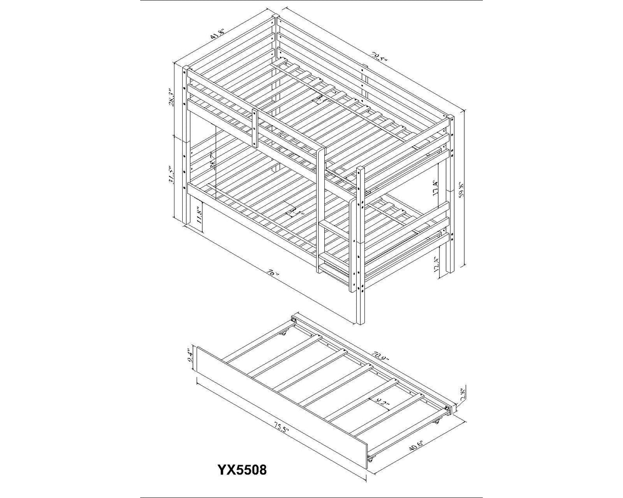 TWIN BUNKBED WITH TRUNDLE - Home Elegance USA