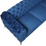 85.5" Velvet Upholstered Sofa with Sturdy Metal Legs,Modern Sofa Couch with Button Tufted Back, 3 Seater Sofa Couch for Living Room,Apartment,Home Office,Blue - SG000603AAC - image - 14