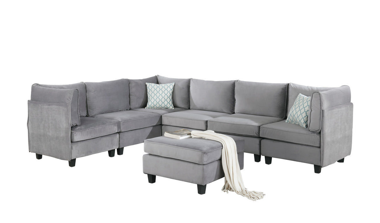 Simona Gray Velvet 7Pc Modular Sectional Sofa - Home Elegance USA