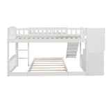 Stairway Twin over Twin Bunk Bed with Two Drawers and Slide, White(OLD SKU :LP000156AAK) - Home Elegance USA