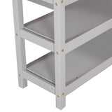 Twin Size Loft Bed with Storage Shelves and Under-bed Desk, Gray(OLD SKU:SM000245AAE-1) - Home Elegance USA