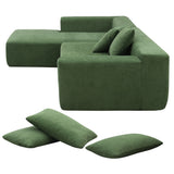 109*68" Modular Sectional Living Room Sofa Set, Modern Minimalist Style Couch, Upholstered Sleeper Sofa for Living Room, Bedroom, Salon, 2 PC Free Combination, L - Shape, Green | Home Elegance USA