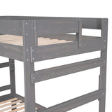 Twin over Twin Wood Bunk Bed with 2 Drawers, Gray - Home Elegance USA