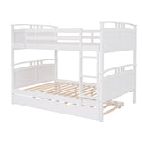 Full-Over-Full Bunk Bed with Twin size Trundle , Separable Bunk Bed for Bedroom - White - Home Elegance USA