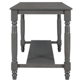 TREXM 6-Piece Counter Height Dining Table Set Table with Shelf 4 Chairs and Bench for Dining Room (Gray) - Home Elegance USA