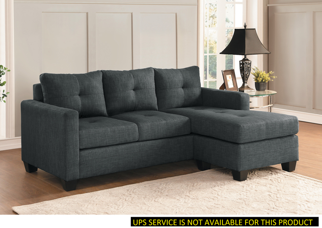 Unique Style Dark Gray Color 1pc Reversible Sofa Chaise Lenin-Like Fabric Upholstered Track Arms Tufted Sectional Sofa - Home Elegance USA